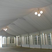 Tent with liner and chandelier