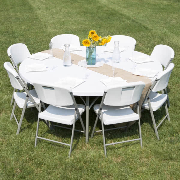 60 Round Heavy Duty White Granite Plastic Table Grimes Events